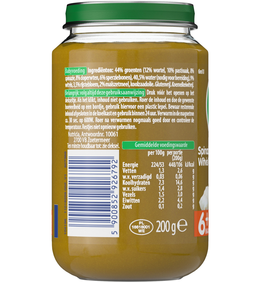 Olvarit Spinazie witvis rijst 6M10 (200 gr) - image 2