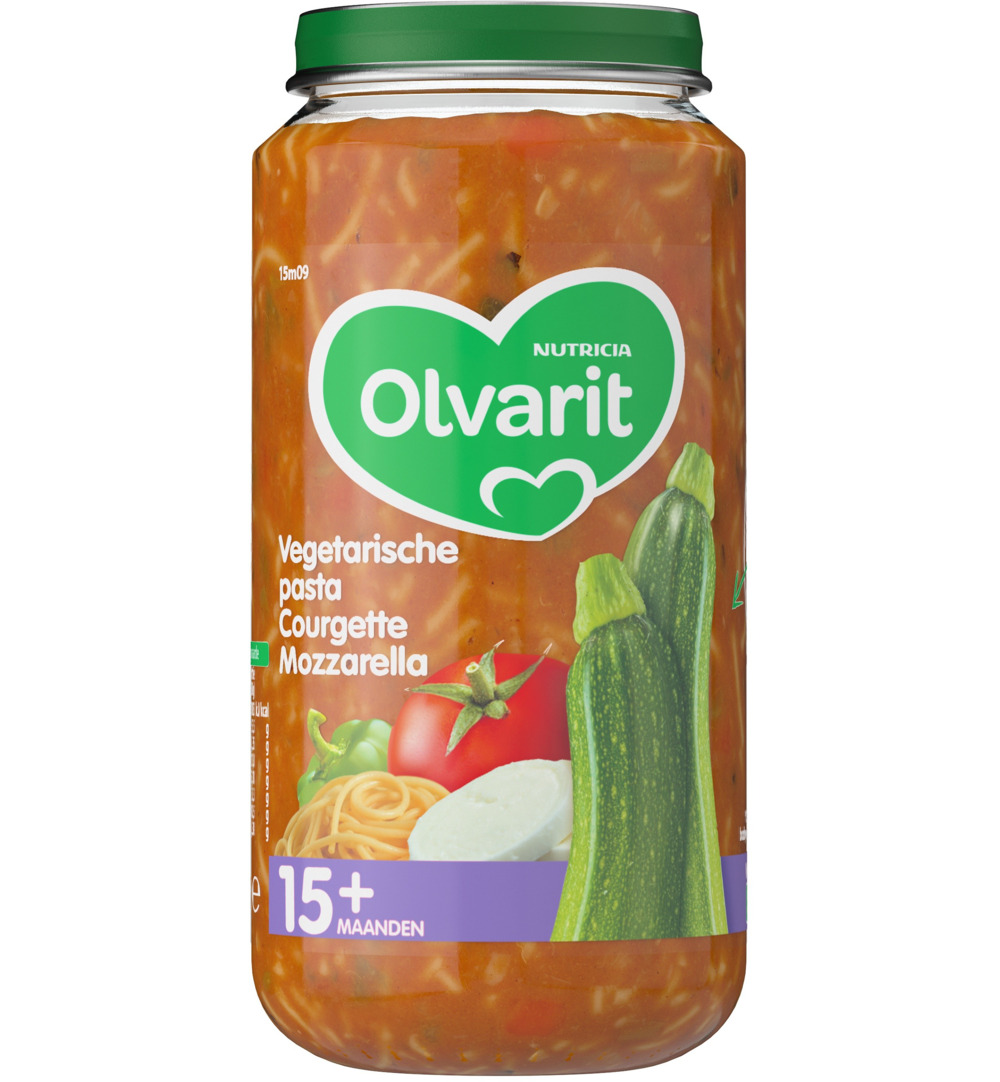 Olvarit Vegetarische pasta courgette mozzarella 15M09 (250 gr)
