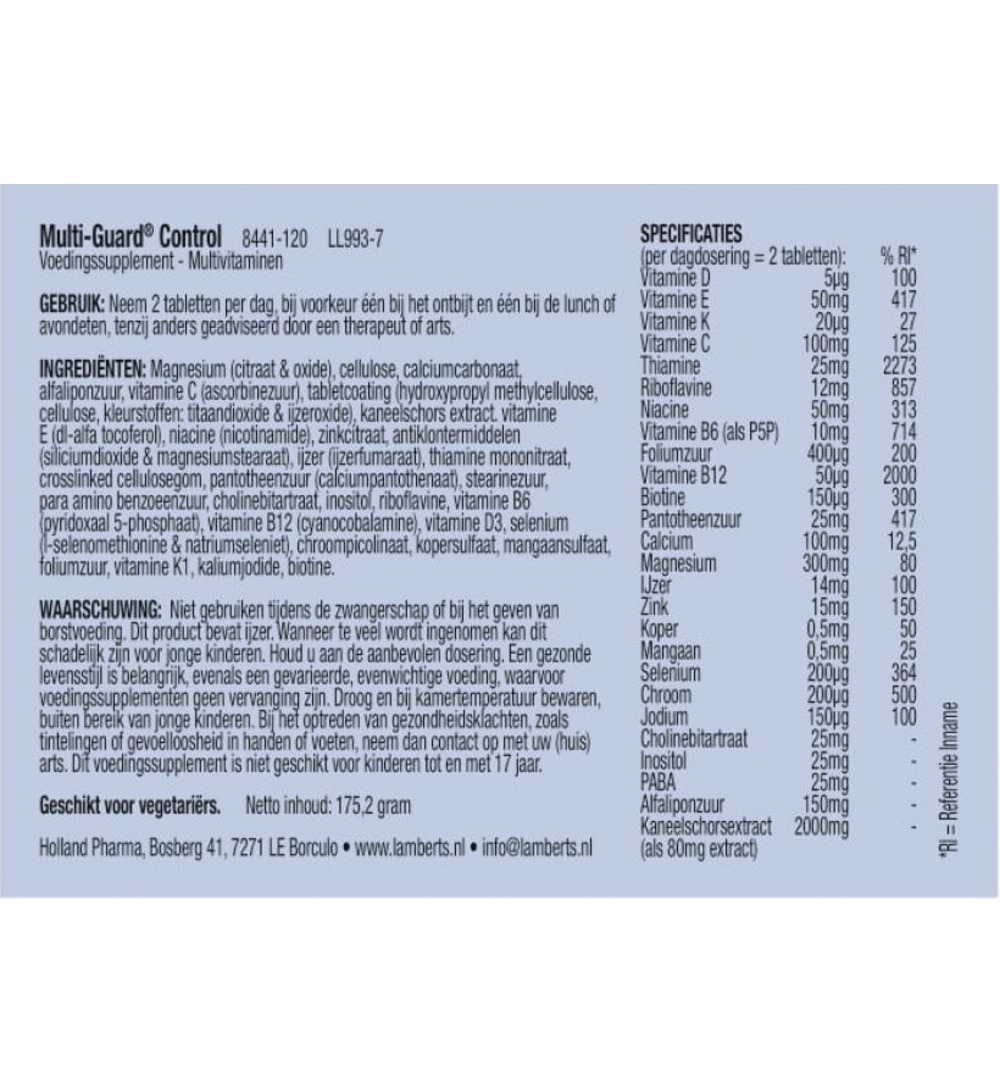 Lamberts Multi-guard control (120 tabletten)