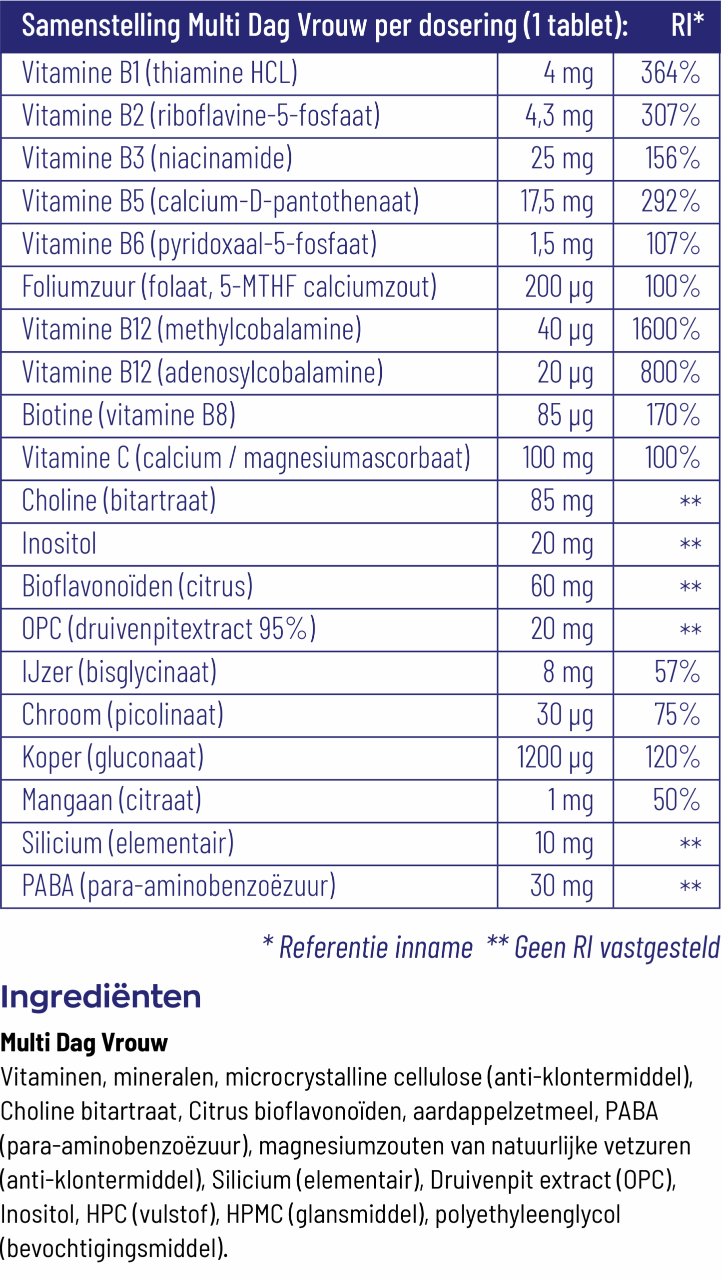 Vitakruid Multi Dag Vrouw 100% Vegan (90 tabletten) - image 3