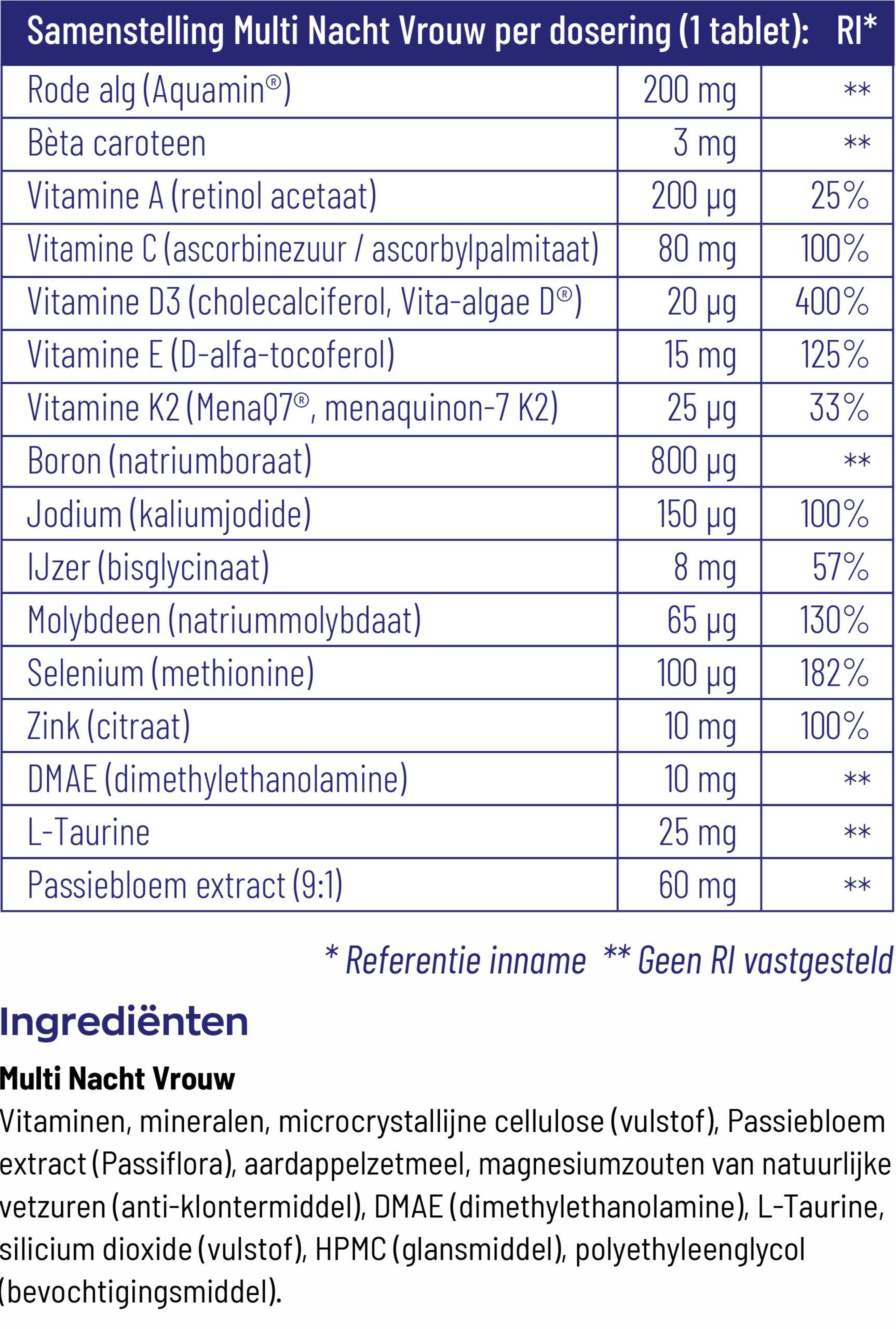 Vitakruid Multi Nacht Vrouw 100% Vegan (30 tabletten) - image 3