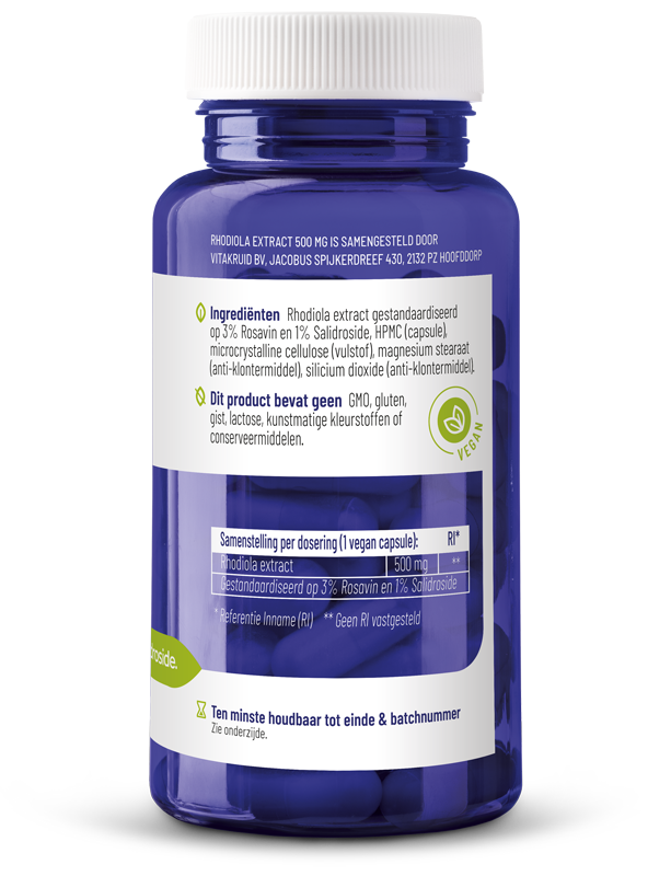 Vitakruid Rhodiola Extract 500 Mg 3% Rosavin 1% Salidroside (60 vega capsules) - image 2