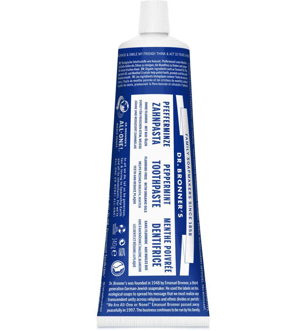 Dr. Bronner's Tandpasta zonder fluor mint (105 ml)