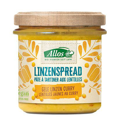 Allos Linzenspread Gele Curry Bio (140 gr)