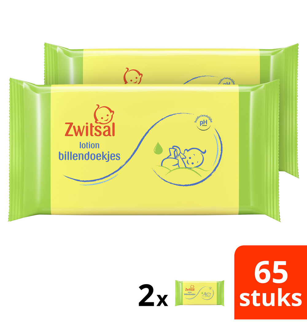 Zwitsal Billendoekjes met lotion (2 x 65 stuks)