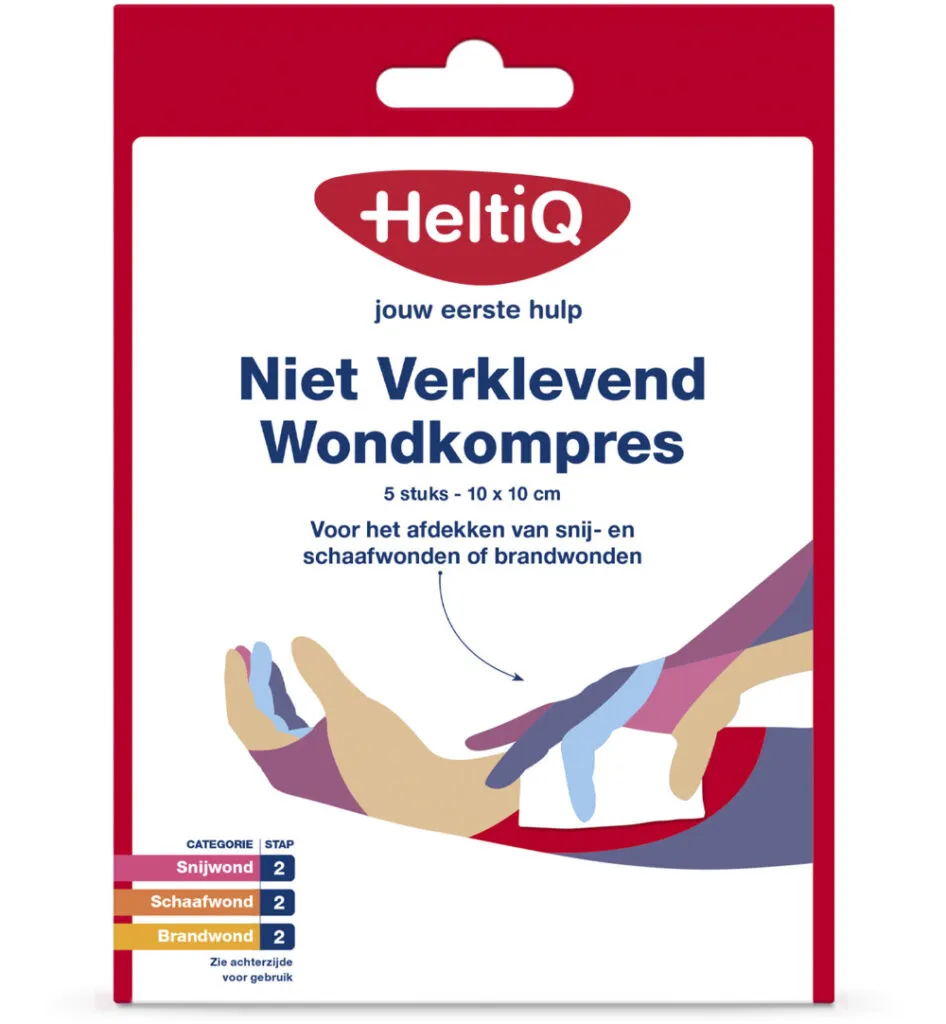 HeltiQ Niet verklevend wondkompres 10 x 10 cm (5 stuks)