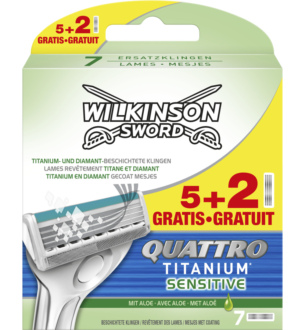 Wilkinson Quattro titanium sensitive mesjes 5+2 (7 stuks)