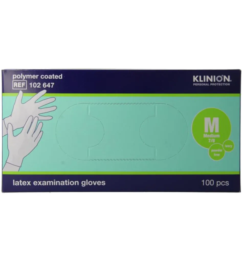 Klinion Onderzoekshandschoen prot latex maat M poedervrij (100 stuks)
