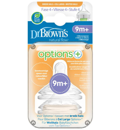 Dr Brown's Options+ speen fase 4 brede halsfles (2 stuks)