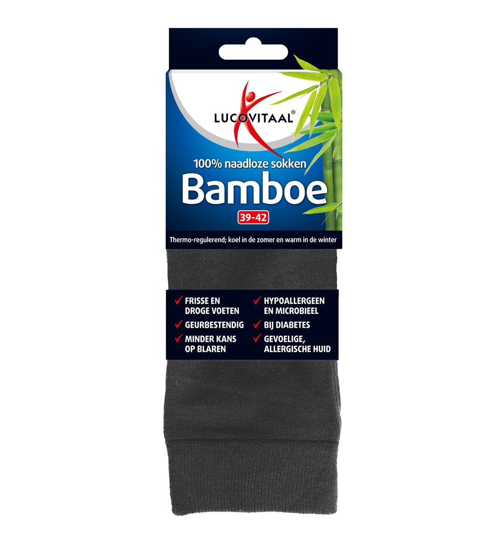 Lucovitaal Bamboe Lange Sokken Antraciet 39-42 (1 paar)