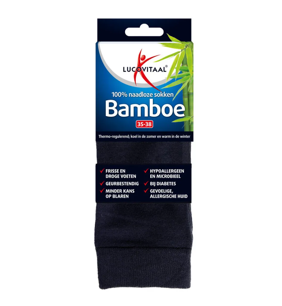 Lucovitaal Bamboe Lange Sokken Blauw 35-38 (1 paar)