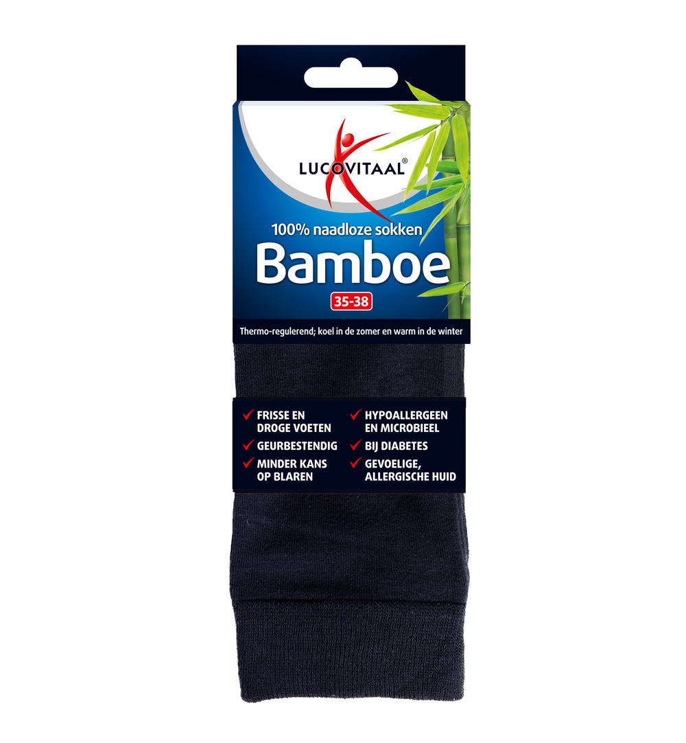 Lucovitaal Bamboe Lange Sokken Blauw 35-38 (1 paar)