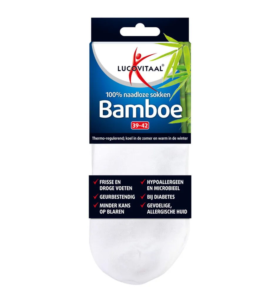 Lucovitaal Bamboe Enkelsokken Wit 39-42 (1 paar)
