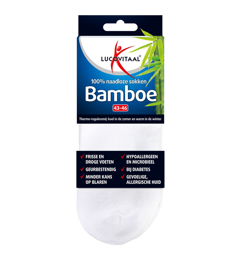 Lucovitaal Bamboe Enkelsokken Wit 43-46 (1 paar)