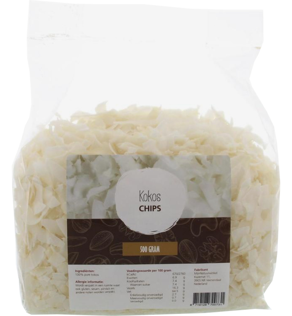 Mijnnatuurwinkel Kokos Chips Naturel (500 gr)