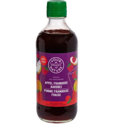 Your Organic Nature Diksap appel framboos aardbei bio (400 ml)