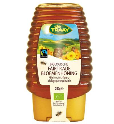 De Traay Bloemenhoning Knijpfles Fairtrade Bio (365 gr)