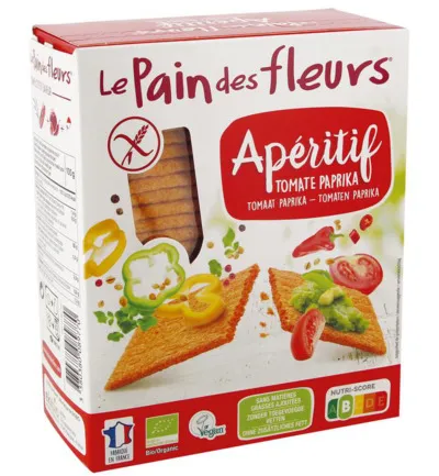 Le Pain Des Fleurs Aperitif Crackers Tomaat/Paprika Bio (150 gr)