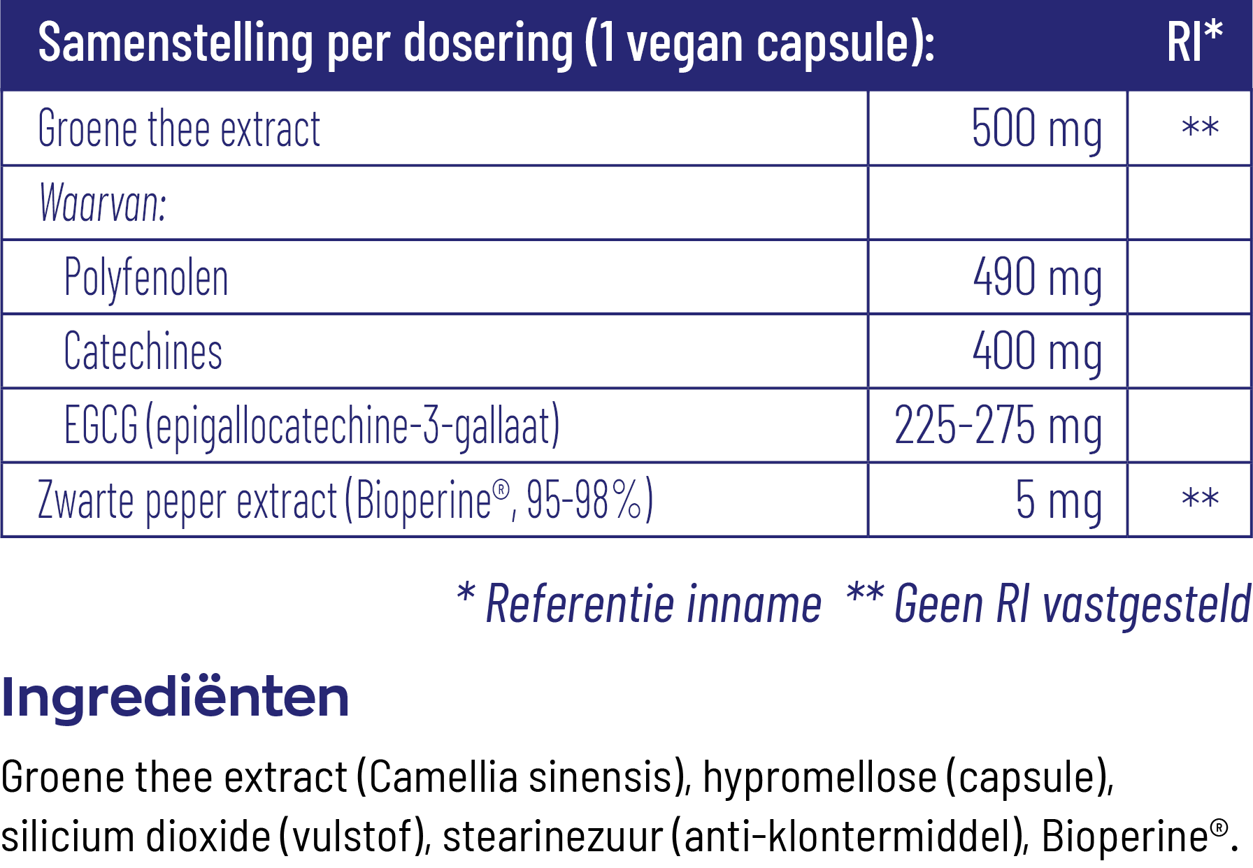 Vitakruid groene Thee & Bioperine® >50% Egcg >80% Catechines (60 vega capsules) - image 3