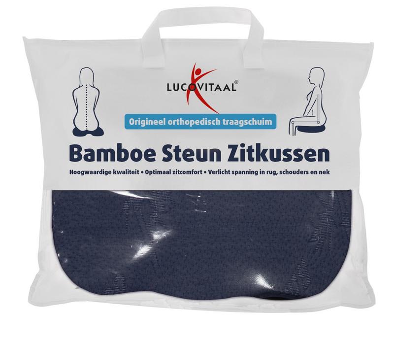 Lucovitaal Bamboe Steun Zitkussen Blauw (1 stuk)