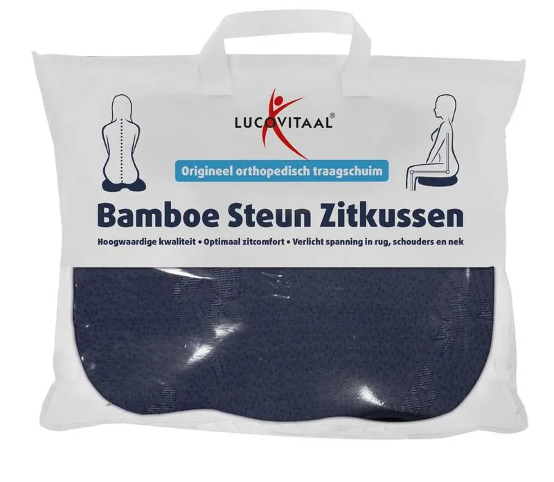 Lucovitaal Bamboe Steun Zitkussen Blauw (1 stuk)
