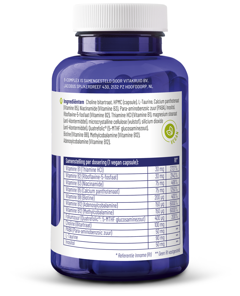 Vitakruid B-Complex Actief Zonder B6 (90 vega capsules) - image 2