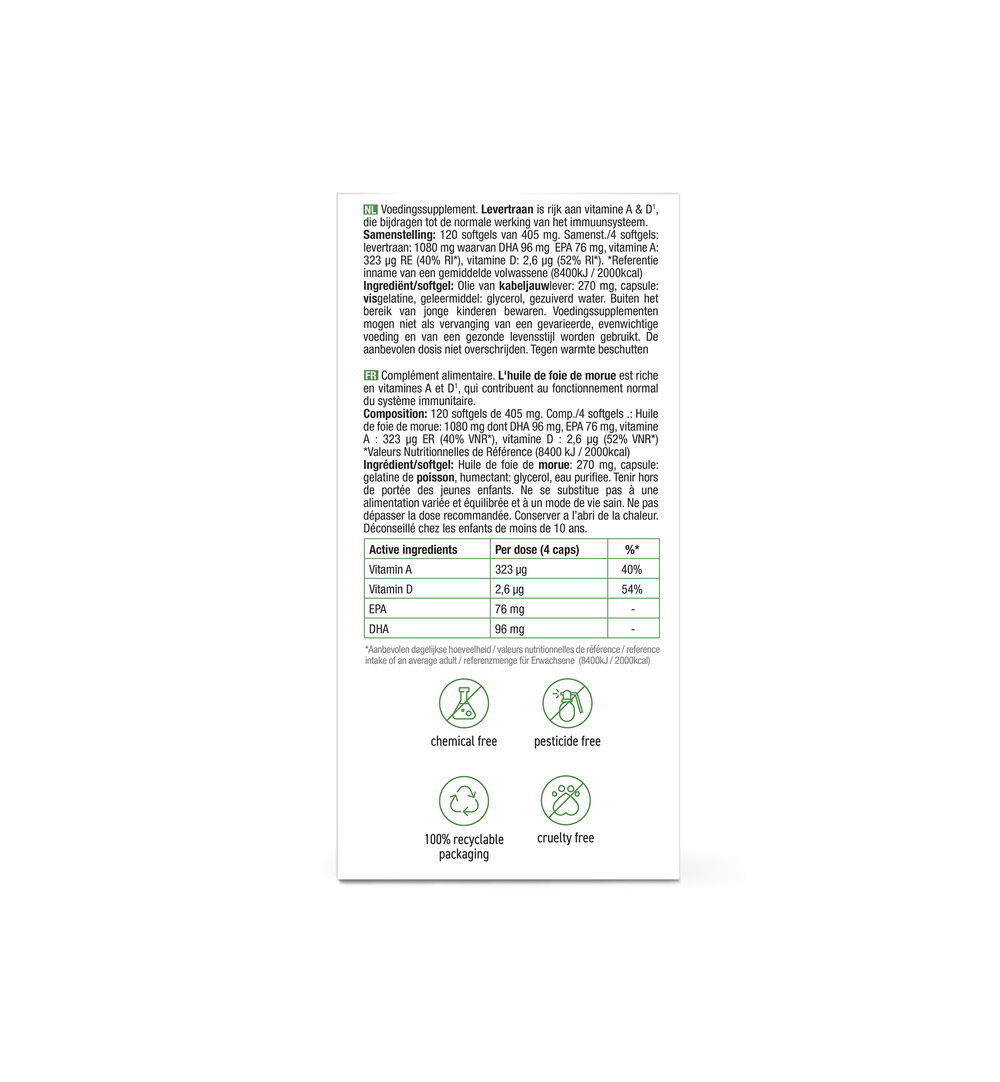 Purasana Levertraan/Huile De Foie De Morue (120 capsules) - image 2
