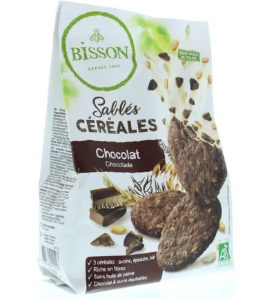 Bisson Zandkoekjes Chocolade &Granen Bio (200 gr)