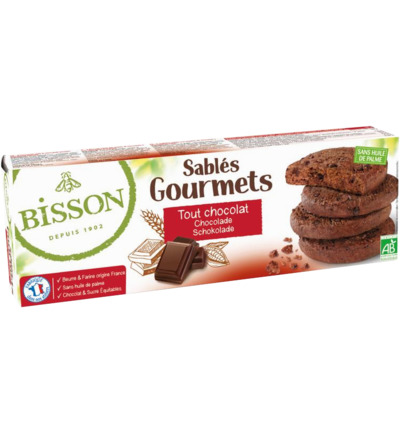 Bisson Chocolade Koekjes Sables Gourmet Bio (150 gr)