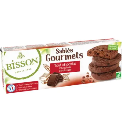 Bisson Chocolade Koekjes Sables Gourmet Bio (150 gr)
