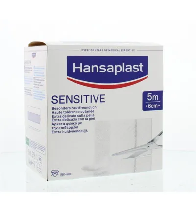 Hansaplast Sensitive 5m x 6 cm (1 stuk)