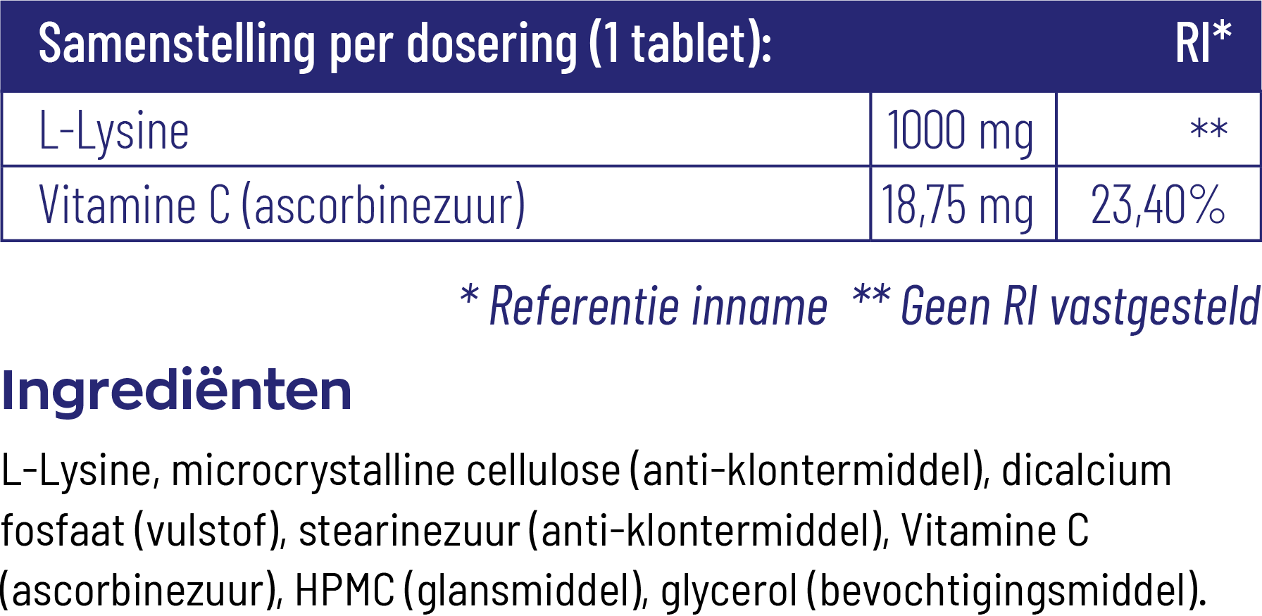 Vitakruid L-Lysine 1000Mg Met Vitamine C (90 tabletten) - image 3