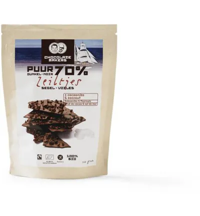 Chocolatemakers Bio Chocozeiltjes Puur 70% Met Zeezout En Nibs (100 gr)