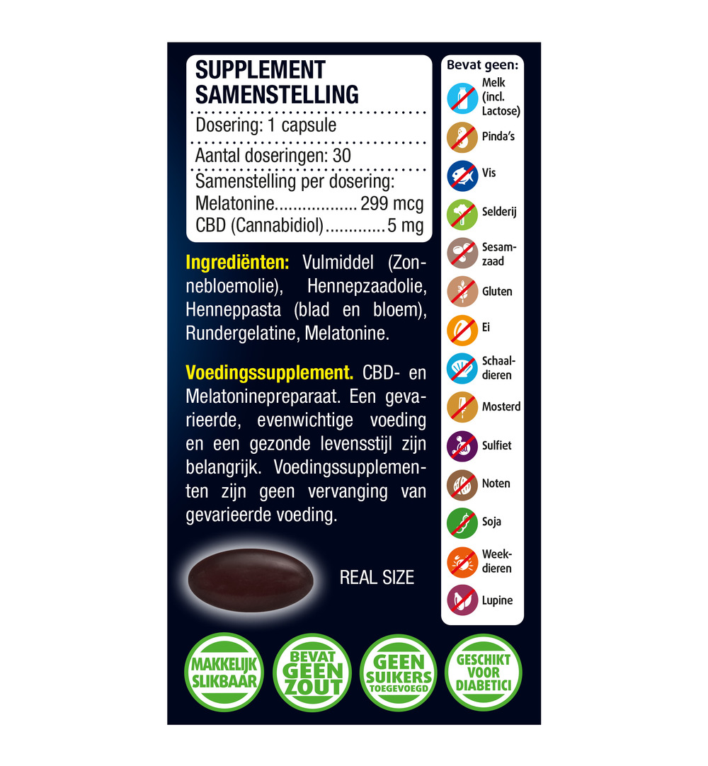 Lucovitaal Melatonine CBD 5Mg (30 capsules) - image 2