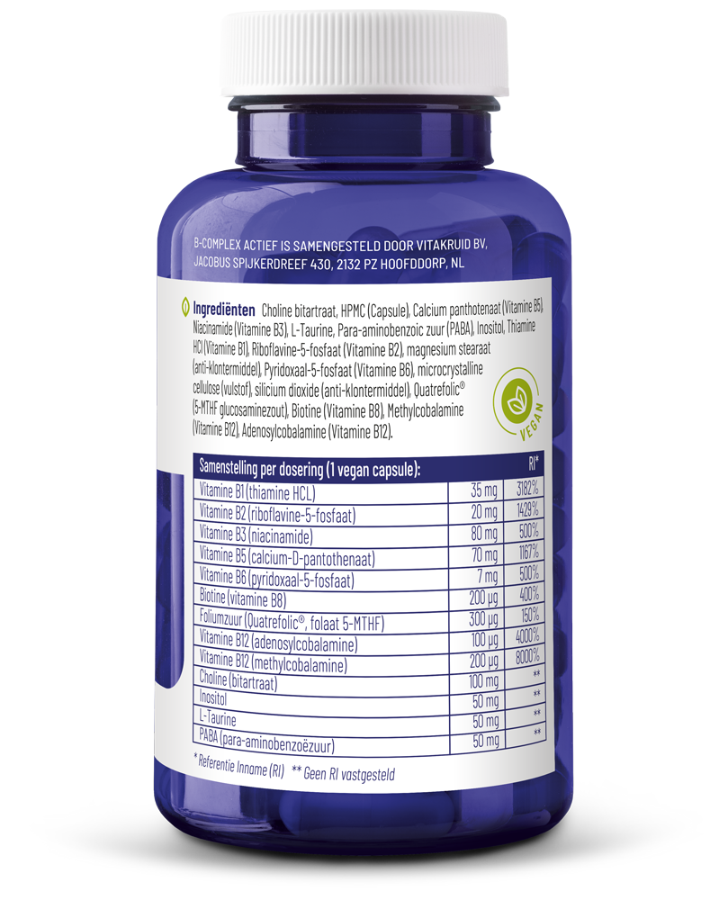 Vitakruid B-Complex Actief Met L-Taurine (90 vega capsules) - image 2