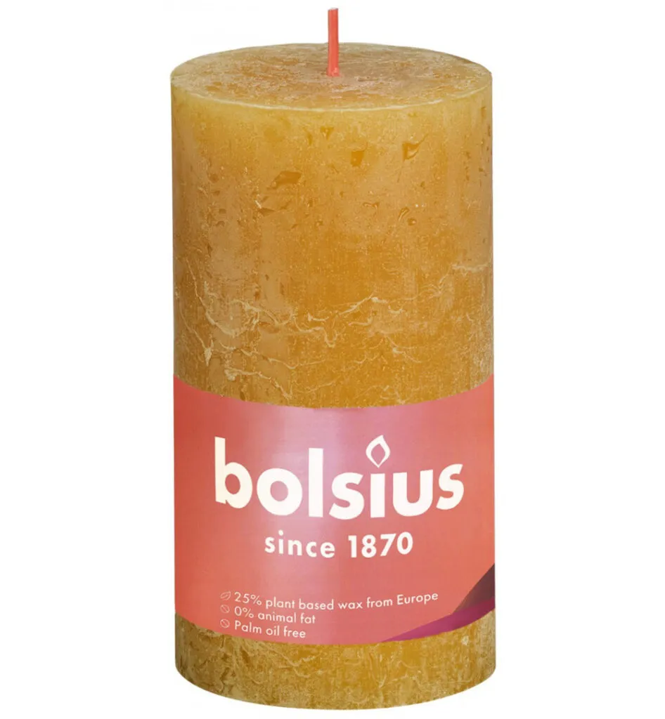 Bolsius Rustiekkaars Shine 130/68 130/68 Honeycomb Yellow (1 stuk)