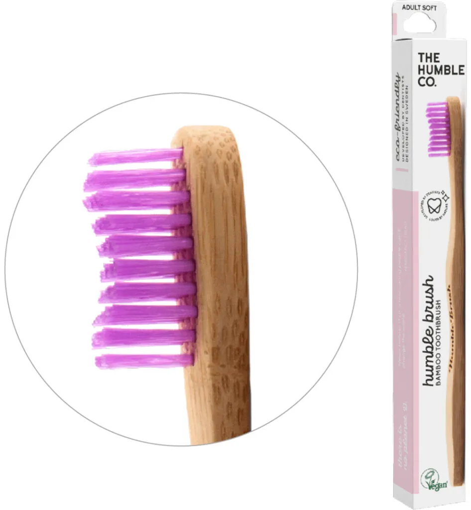 The Humble Co. Tandenborstel bamboe medium paars (1 stuk)