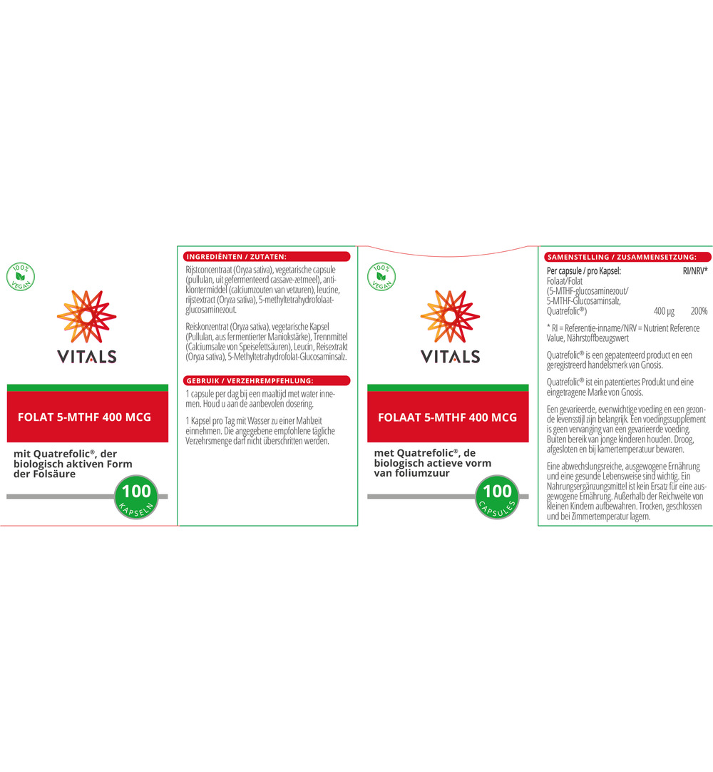 Vitals Folaat 5-MTHF 400 mcg (100 capsules) - image 3