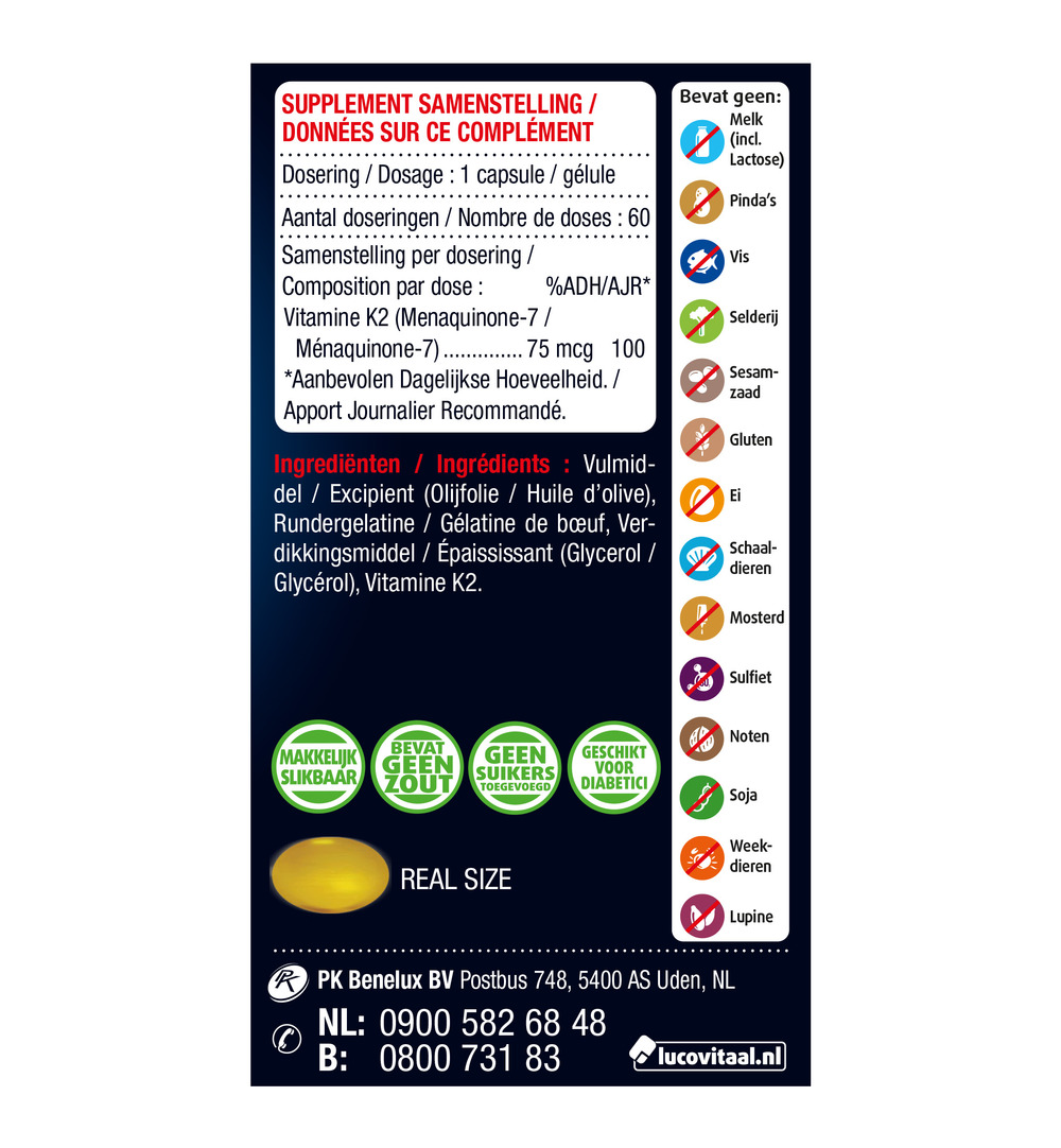 Lucovitaal Vitamine K2 75mcg (60 capsules) - image 2
