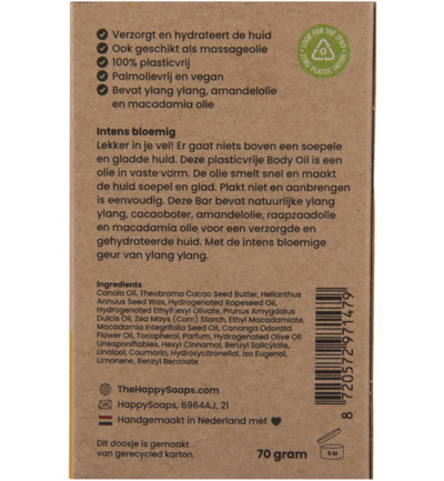 Happysoaps Body oil bar exotic ylang ylang (70 gr)
