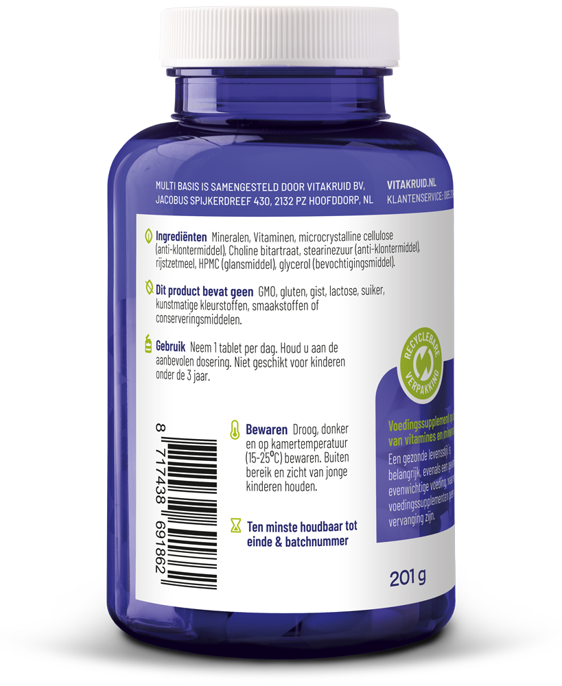 Vitakruid Multi Basis Met Natuurlijke Vormen (90 tabletten)