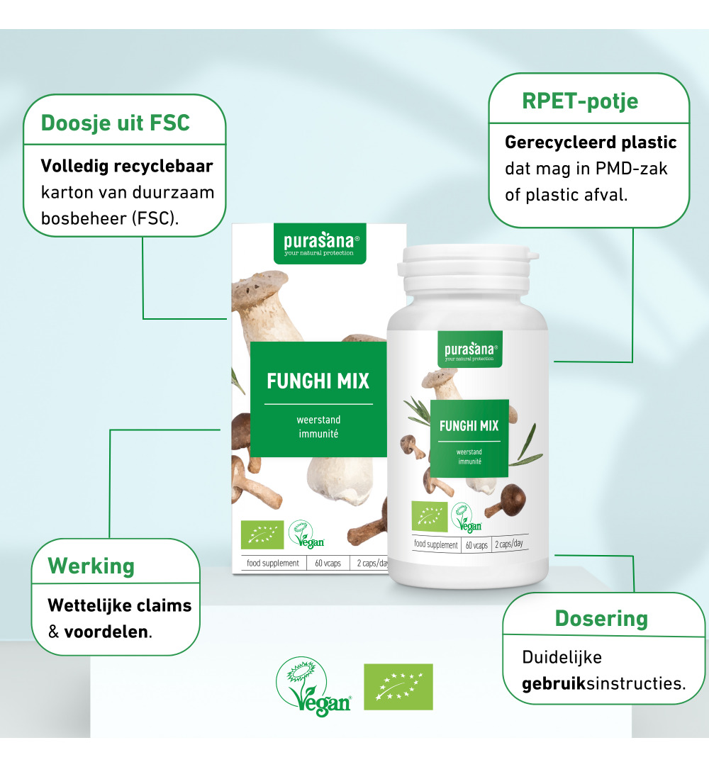 Purasana Funghi Mix Vegan Bio (60 vega capsules) - image 8