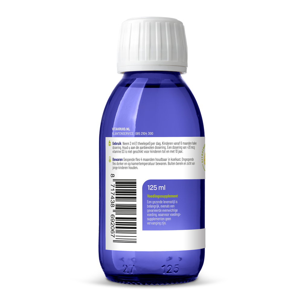 Vitakruid Visolie 1200 Vloeibaar Triglyceriden Met A, D & E (125 ml)
