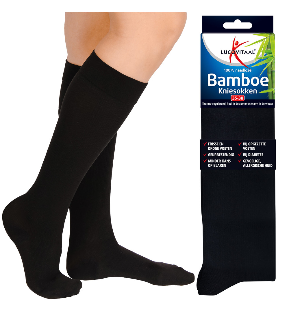 Lucovitaal Bamboe Kniesokken Zwart 35-38 (1 paar) - image 2