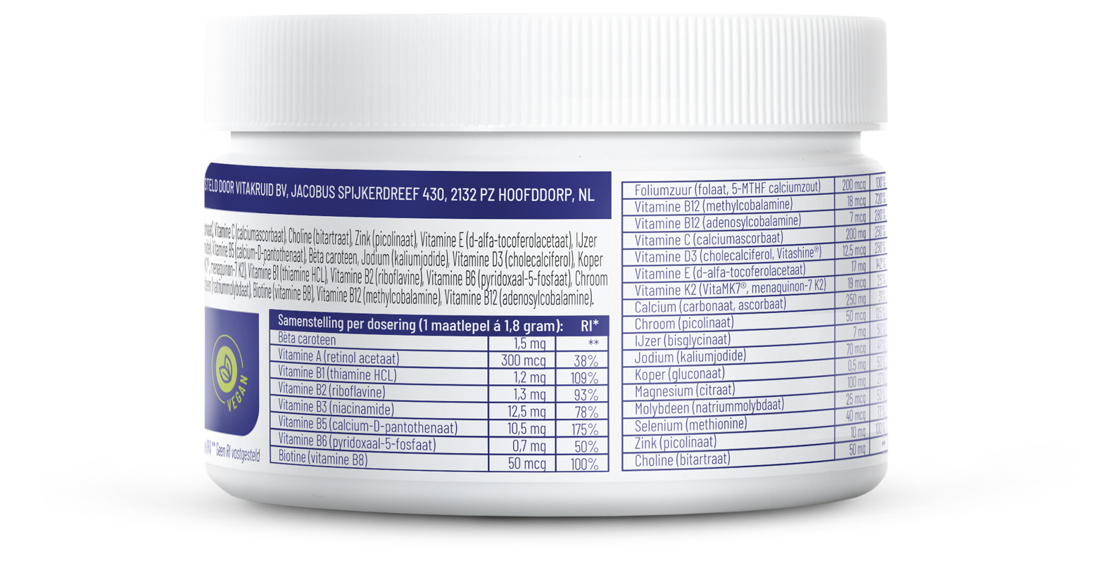 Vitakruid Multi Basis Vegan Poeder Met Natuurlijke Vormen (163 gr) - image 2