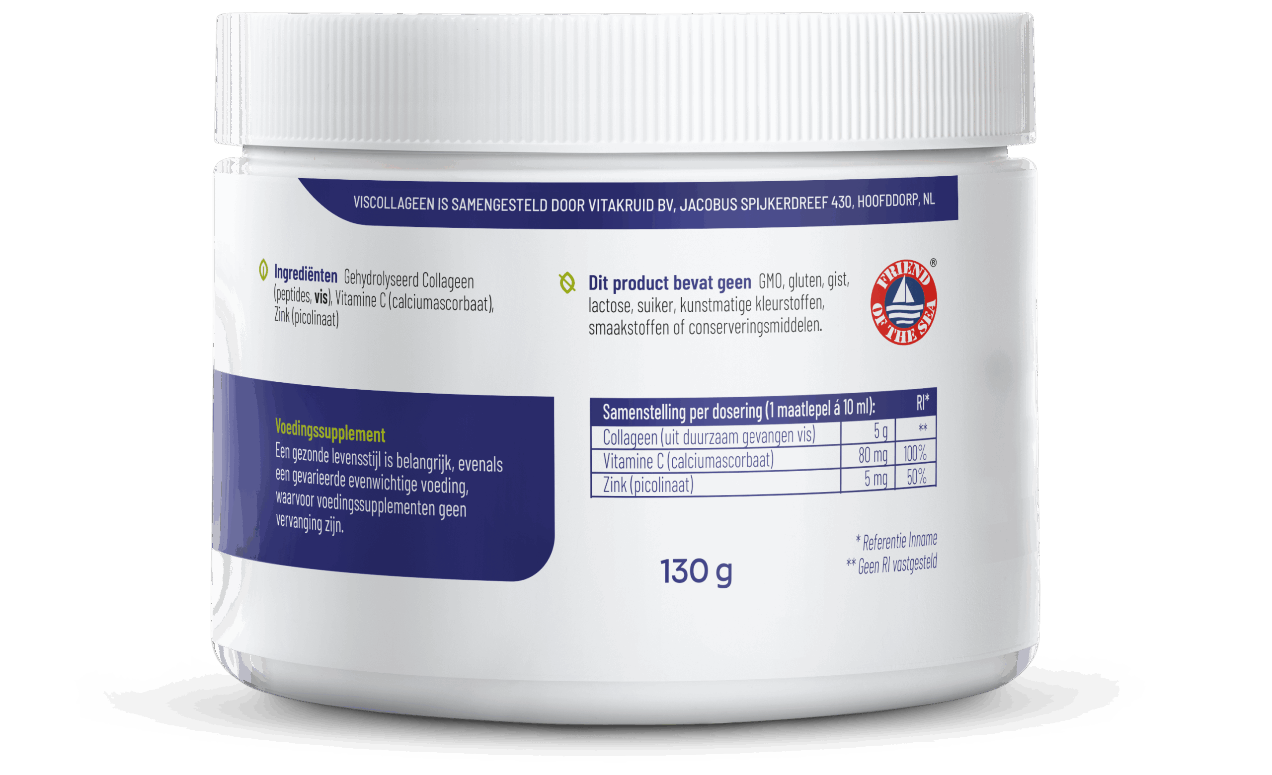 Vitakruid Viscollageen 99% Puur Collageen Vitamine C & Zink (130 gr) - image 2