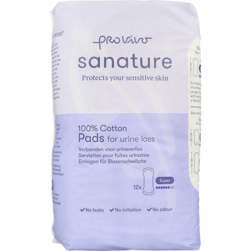 Sanature Pro vivo katoen incontinentie verband super (12 stuks)