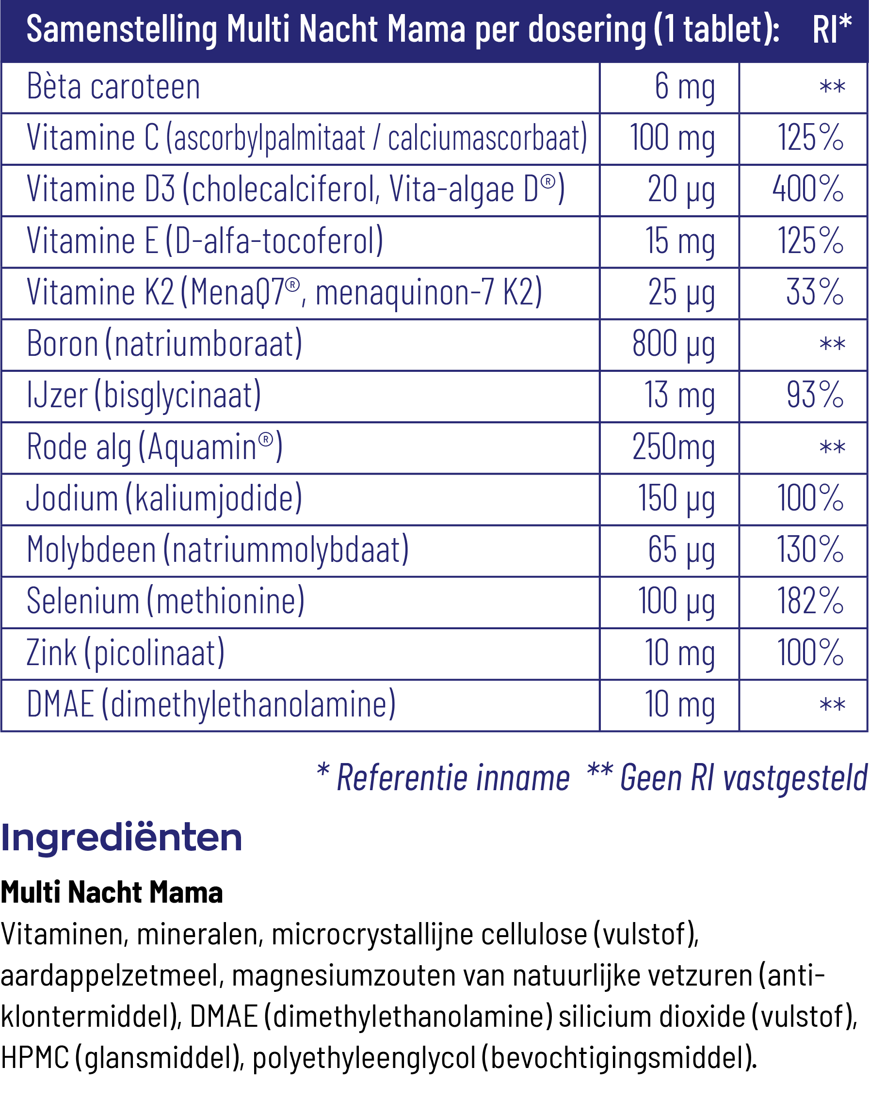 Vitakruid Multi Nacht Mama 100% Vegan (30 tabletten) - image 3