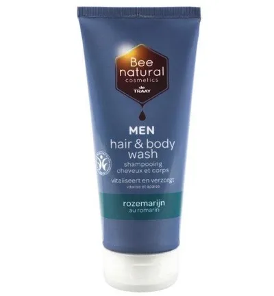 Bee Honest Hair & body wash men rozemarijn (200 ml)