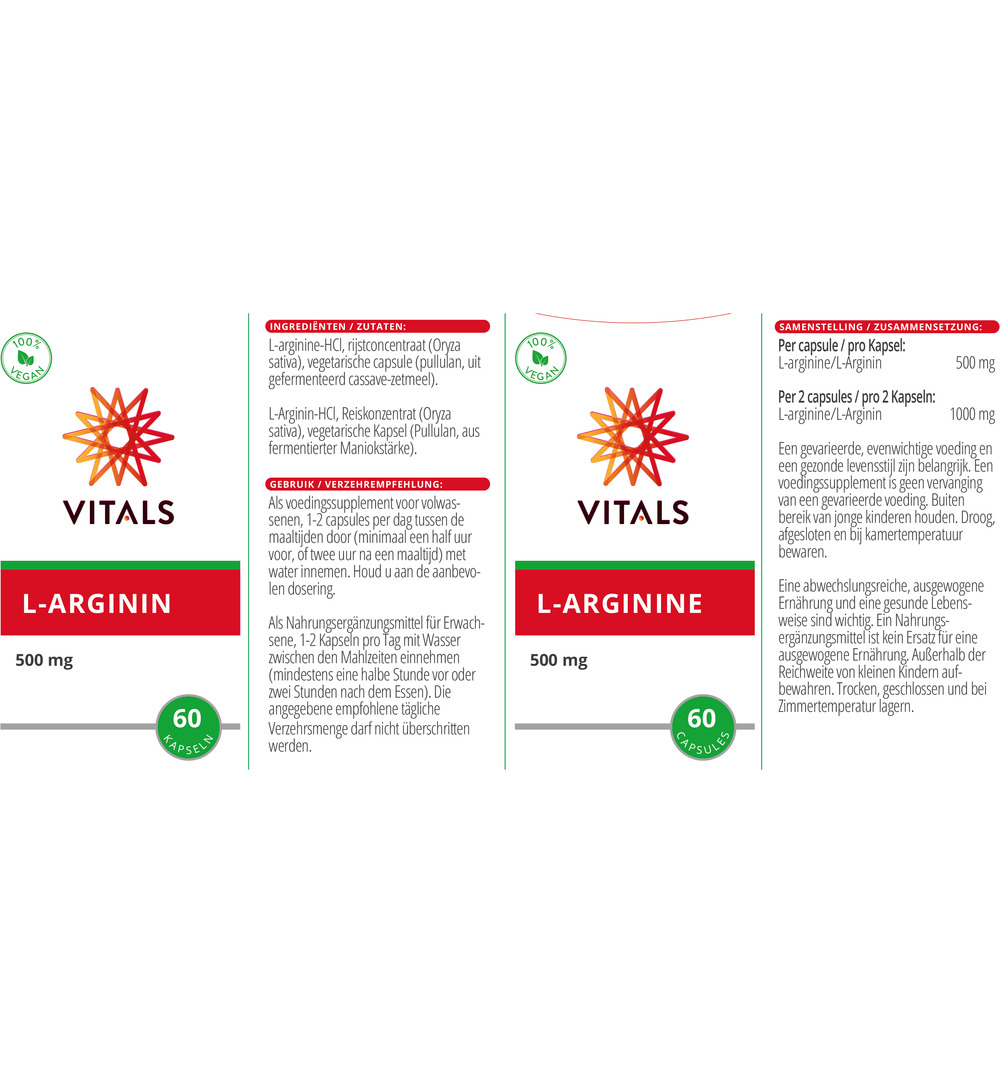 Vitals L-arginine 500 mg (60 vega capsules) - image 3